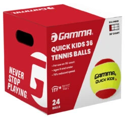 GAMMA Quick Kids 36 Stage 3 Red Junior Tennis Balls 24 Box
