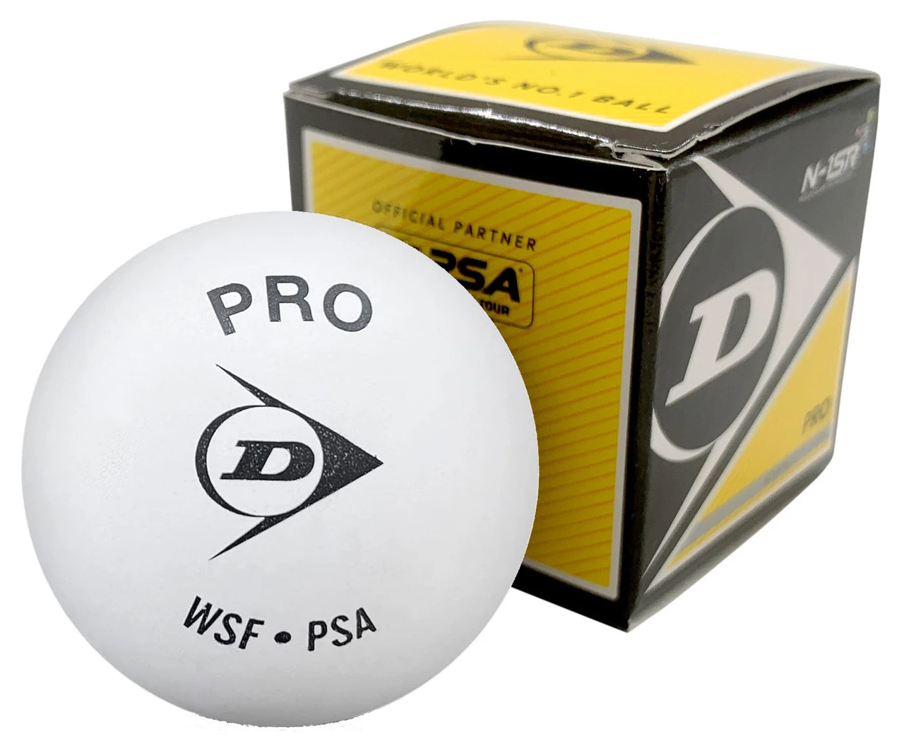 Dunlop Pro Double Yellow Dot WHITE Squash Ball 1 Pack 3 Dunlop Pro Double Yellow Dot WHITE Squash Ball 1 Pack