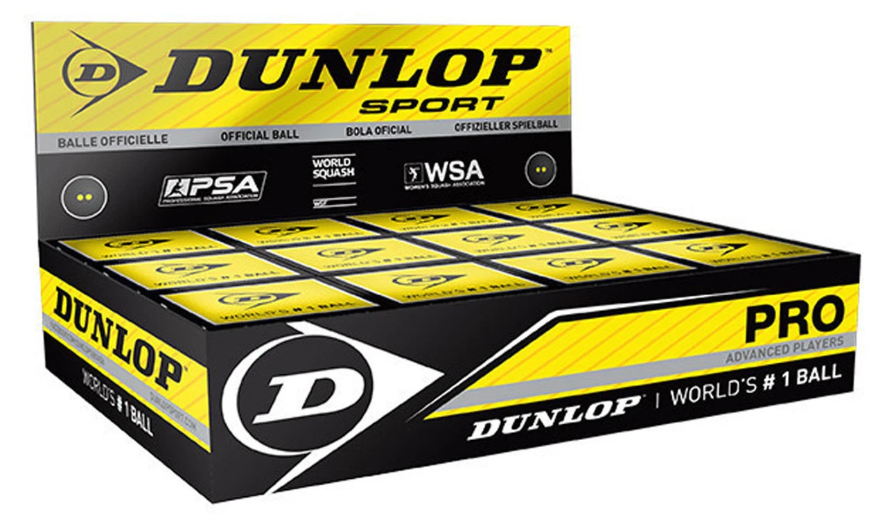 Dunlop Pro Double Yellow Dot Squash Balls 12 Pack 3 Dunlop Pro Double Yellow Dot Squash Balls 12 Pack