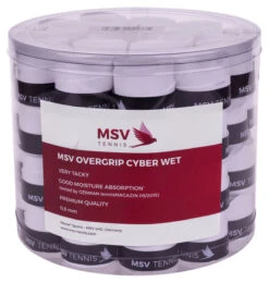 MSV Cyber Wet Overgrip 60 Pack -RacquetDepot msv cyber wet overgrip 60 pack white 58663.1709822233