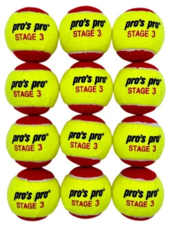 Pro's Pro Stage 3 Red Junior Tennis Balls 12 Pack