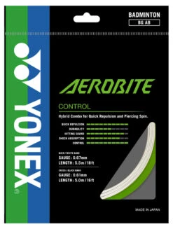 Yonex Aerobite 0.67-0.61mm Badminton Hybrid Set -RacquetDepot yonex aerobite 0 67 0 61mm badminton hybrid set white green 38960.1710955913