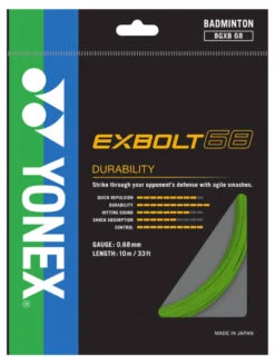 Yonex Exbolt 68 0.68mm Badminton Set -RacquetDepot yonex exbolt 68 0 68mm badminton set green 31625.1734626702